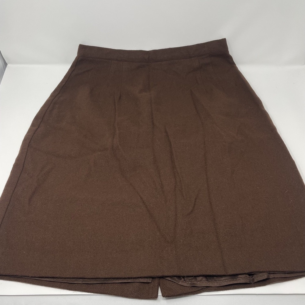 Vintage Isaac‎ Hazan Pencil Skirt Size 12 Brown Knee Length Lined Minimalist